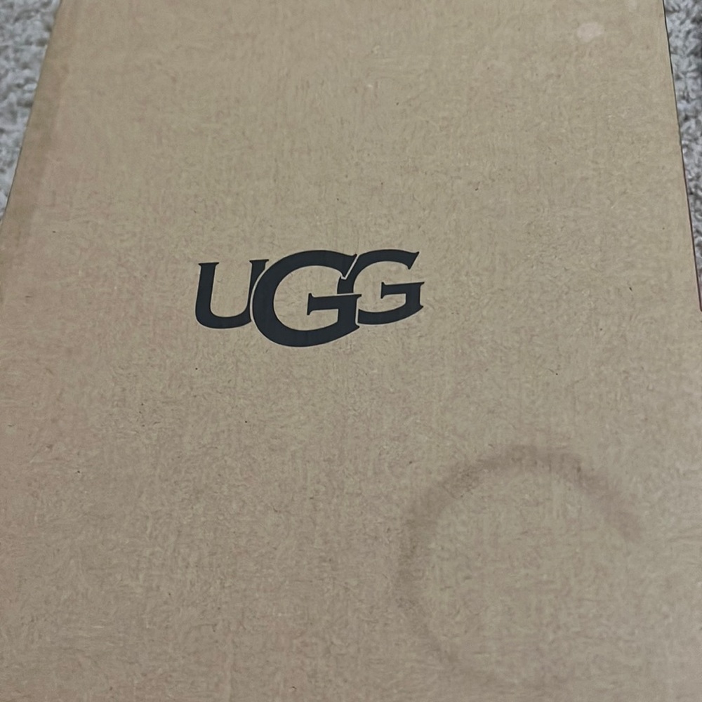 Red rainbow ugg slides side 6